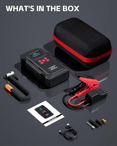 HPBS 5000A Jump Starter with Air Compressor, Portable Car Battery Jump Starter with 150 PSI Tire Inflator for Up to 10.0L Gas and 8.0L Diesel Engines, 12V Jump Box Battery Charger Booster(Red) thumbnail 8
