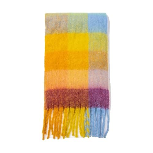 SHOHOKU Large Chunky Plaid Scarf Coloured Checked Oversized Scarf Tassel Soft Fall Winter Thick Warm Shawl Women thumbnail 4