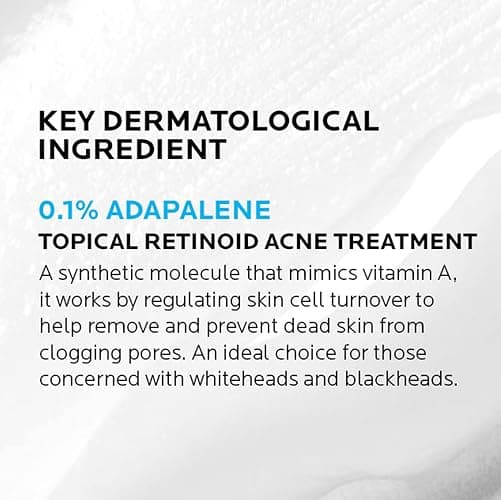 La Roche-Posay Effaclar Adapalene Gel 0.1% Acne Treatment, 1.6oz | Retinoid cream acne medication gel for blackheads and whiteheads. Oil free formula helps clear blemishes and clogged pores. thumbnail 4