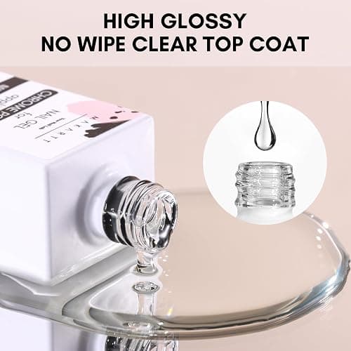 Makartt Gel Top Coat for Chrome Nail Powder - 15ml Clear No Wipe High Gloss Top Coat Gel Nail Polish Mirror Shine Long Lasting Easy Application, Soak off UV Lamp, DIY Home Salon Art Spring Design thumbnail 3