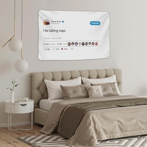 Kanye Tapestry Tweet flags, I be taking naps with Installation tool, Funny Flags for Room College University Dorm Guys Rapper wall Decorations meme Gift, 3x5 Ft thumbnail 5