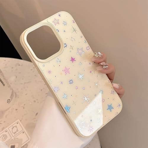 Bling Glitter Colorful Stars Anti-Scratch Protective Phone Case for iPhone (Yellow,iPhone 13) thumbnail 3