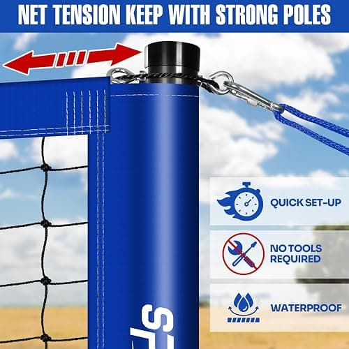 Outdoor Portable Volleyball Net Set with Adjustable Height Steel Poles, Volleyball, Anti-sag Winch System, Pump, Boundary Line, and Carry Bag for Backyard, Beach, Lawn thumbnail 4