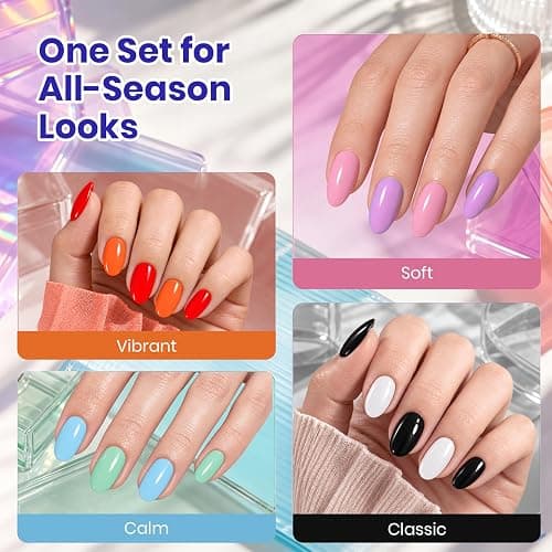 Beetles Gel Nail Polish Set, 20 Colors All Season Gel | Pink Green Blue Fall Colors Soak Off UV Gel Polish with Base Top Coat for Beginners Nail Art Home thumbnail 4