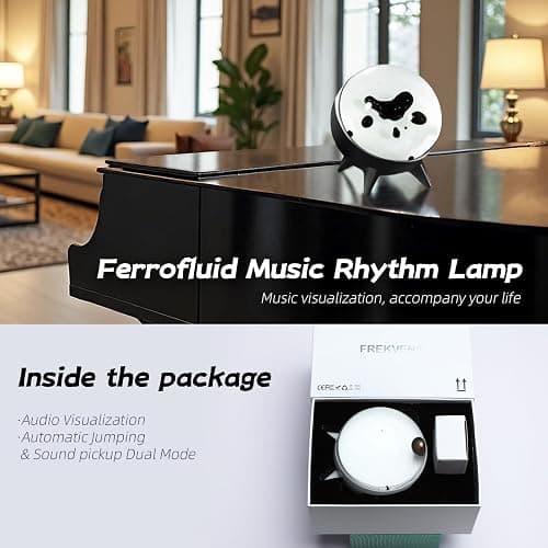 ZenFrekvens Dancing Ferrofluid Display with Music Rhythm, Magnetic Liquid Art with Stand, Ferrofluid Speaker Music Mate, Symbiote in a Bottle, Ferrofluid Display Lamp, Desktop Decor, Teenager Gifts thumbnail 6