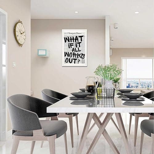 Retro Black And White Newspaper Poster What If It All Works Out Canvas Wall Art Positive Affirming Quote Minimalist Prints Painting For Home Bedroom Dorm Wall Decor 8x12in Unframed thumbnail 8