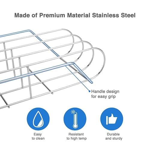 Extra Long Stainless Steel Rib Rack for Smoking and Grilling, Holds up to 3 Full Racks of Ribs, Fits 18” or Larger Gas Smoker or Charcoal Grill, Perfect Smoker Accessories Gifts for Men thumbnail 5