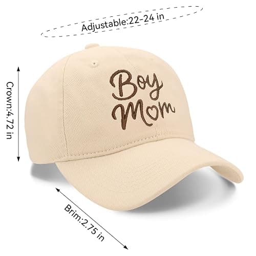 Boy Mom Hat, Adjustable Size Baseball Cap, Gift for Mother’s Day Birthday Christmas Beige thumbnail 2
