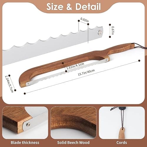 QikFas Sourdough Bread Knife,Bread Slicer, 15.7'' Serrated Bread Slicer for Homemade Bread with Reliable Sourdough Crafting, Ergonomic Handler, Premium Sharpness Blade (Original - Right Handed) thumbnail 3