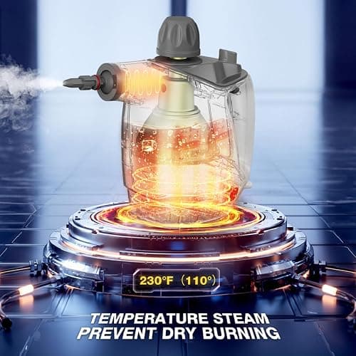 TICYACK Handheld Steam Cleaner, Steam Cleaner with 16 PCS Accessory & Safety Lock, 500ML Capacity, Multi-Surface Deep Cleaning for Home, Car, Bathroom, Grout, Floor, Window (White) thumbnail 2