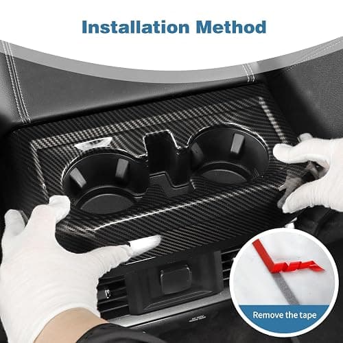 PDKLIN for F150 Center Console Rear Cup Holder Trim Cover Carbon Fiber for Ford F150 2021 up Carbon Fiber Interior Accessories 2pcs thumbnail 7
