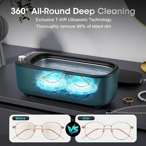 Ultrasonic Jewelry Cleaner, Jewelry Cleaning Machine Smart Variable Frequency 47KHz - 50KHz, Professional Sonic Cleaner with UV for Rings, Glasses, Watches, Dentures, Retainer, Earrings, Necklaces thumbnail 2