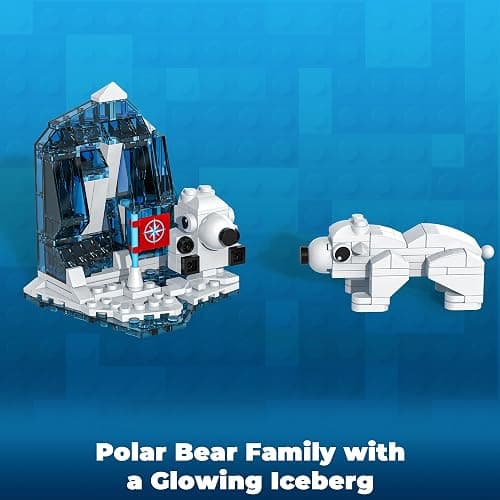 Glikid City Boat Building Set with LED Lights - Arctic Explorer Ship Toy Gift for 8 Year Old Boys and Girls, with Helicopter, Drone, Speedboat, Submersible, Iceberg, and Polar Bears thumbnail 8