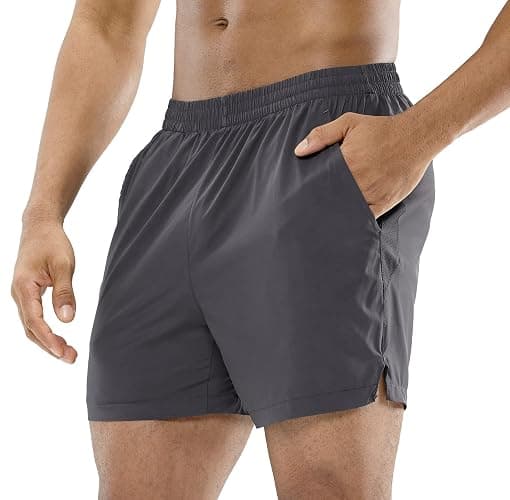 MIER Men's 5 Inch Inseam Running Shorts, Quick-Dry with Pockets | Workout, Athletic, Lightweight Breathable Fabric, Soft Elastic Waist, Inner Drawstring, Side Split, Machine Washable - Image 1