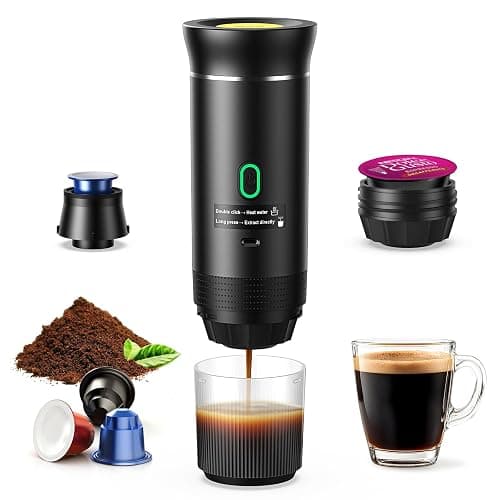 Portable Espresso Machine, Travel Coffee Machine for Camping, Car Self-Heating Coffee Maker with USB-C,Compatible With Ground Coffee & NS Capsules, Portable Espresso Maker for RV, Home, Hiking - Image 1