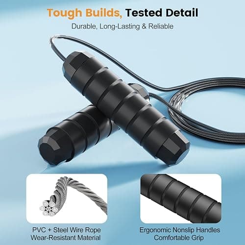Jump Rope,Tangle-Free Rapid Speed Jump Rope with Ball Bearings for Men,Women and Kids,Adjustable Steel Skipping Rope with Ergonomic Foam Handles,A Ideal Equipment and Accessories for Workout,Fitness,Exercise,Home Gym,Slim Body thumbnail 4