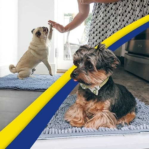 Muddy Mat® AS-SEEN-ON-TV Highly Absorbent Microfiber Door Mat and Pet Rug, Non Slip Thick Washable Area and Bath Mat Soft Chenille for Kitchen Bathroom Bedroom Indoor and Outdoor - Baby Blue 18"X28" thumbnail 5