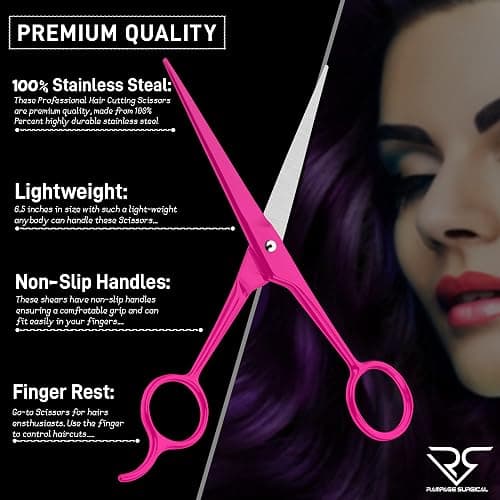 Professional Hairdresser Scissors 6.5" Inch Pink Hair Cutting Shears Japanese Stainless Steel Salon Barber Scissor (Barber Scissors, Japanese, B-4) thumbnail 3