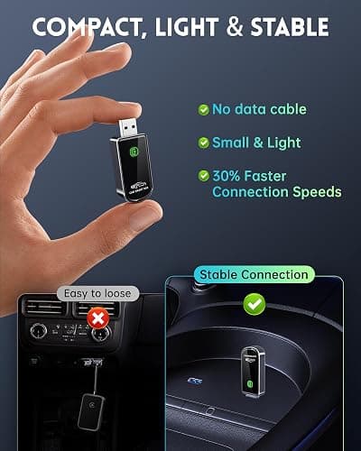 Wireless CarPlay Adapter for Apple iPhone iOS 10+ & Cars from 2015+, Mini Edition, Converts Factory Wired to Wireless CarPlay Dongle Plug & Play (Brushed Cobalt Blue) thumbnail 2