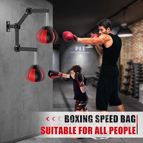 Speed Bag Boxing Punching Bag, Wall Mount Height Adjustable & Fold Speed Bags for Boxing, Wall Bracket Boxing Reflex Ball, Boxing Bag as Adults Teens and Kids, Fits Home Gym Workout thumbnail 5