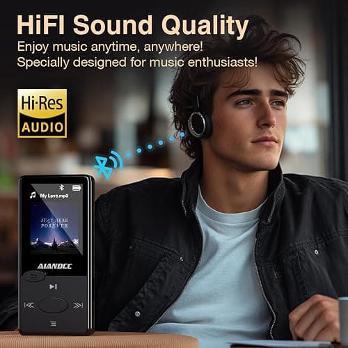 Mp3 Player with Bluetooth 5.3 HiFi Sound, Mp3 Player with FM Radio, Mini Music Player 32GB for Kids Adults, Earphones Included, TF Card can be Inserted thumbnail 7