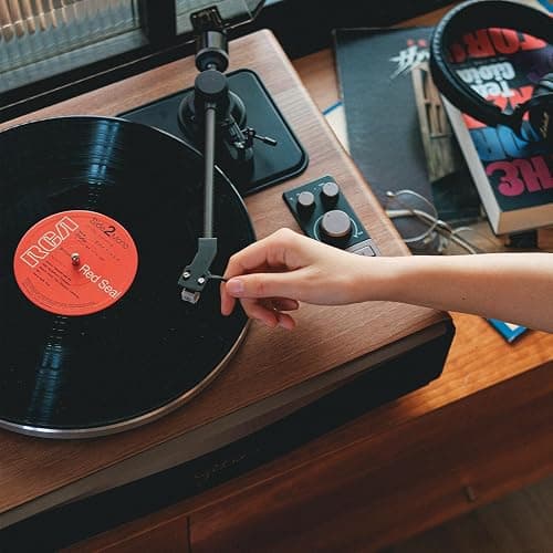 Syitren Paron Record Player Vintage Turntable for Vinyl Records with Built-in Speakers Bluetooth Retro Phonograph Wood Walnut thumbnail 9