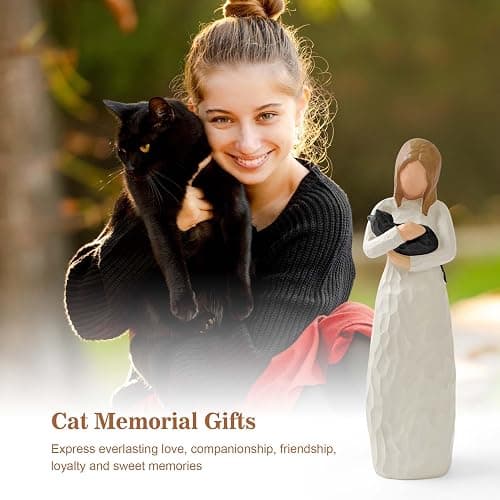 Cuayaes Black Cat Memorial Gifts for Women, Cat Ornaments for Pet Lovers Home Decor, Resin Pet Friendship Guardian Angel Statue, Loss of Pet Bereavement Gifts thumbnail 4