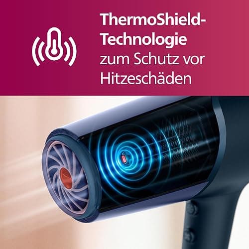 Philips Haartrockner 5000 Series, ThermoShield Technologie, Ionisierungsfunktion, 2.300 W, Metallic-Blau, mit 9-mm- und 11-mm-Stylingdüse, Volumendiffusor, BHD510/20 - BHD510/20 thumbnail 2