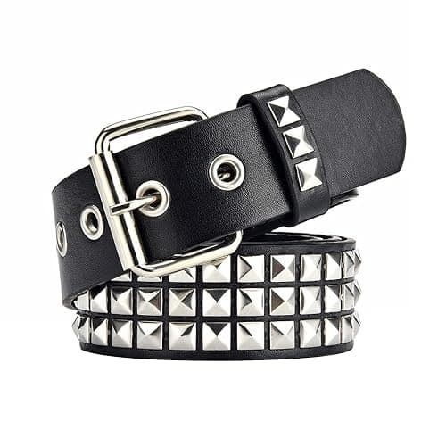 SNCEAW Studded Belt, Metal Punk Rock Rivet belt with Bright Pyramid Studded for Women Men - Image 1