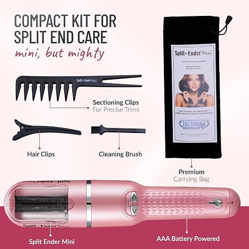 Split Ender Mini – Original Cordless Split End Hair Trimmer for Dry, Damaged, Brittle, Curly, Frizzy, or Straight Hair – Battery Operated Home Styling Tool for Split Ends (Battery-Powered, Light Pink) thumbnail 5