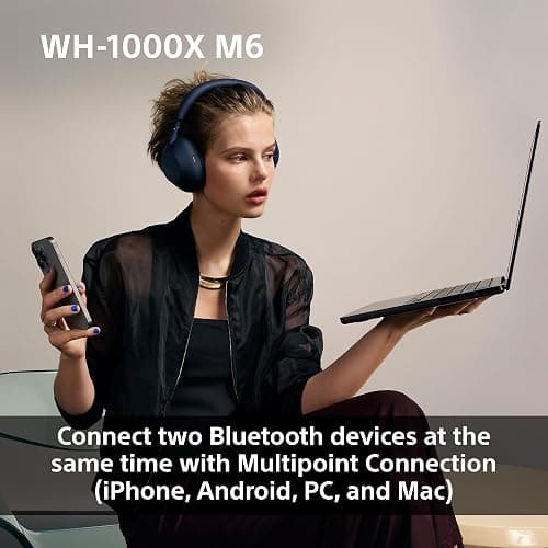 Sony WH-1000XM6 Flagship Noise Cancelling Over-Ear Wireless Bluetooth Headphones, Signature Hi-Res Sound, Ultimate Comfort, Foldable Design, Durable Case, 30 HR Battery, iOS & Android - Silver - Silver thumbnail 11