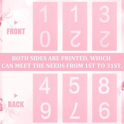 AceOrbit Pink Bow Wood Block Perpetual Calendar Coquettish Desk Decor Cute Month Week Date Display Decorative Block Calendar for Women Office Home Desk Gift for Women thumbnail 4