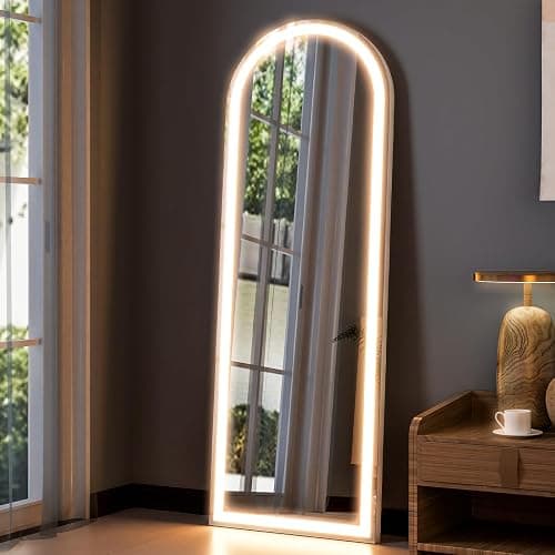 GLSLAND Arched LED Full Length Mirror 64" x 21" Full Body Mirror with Stand Wall Mounted Hanging Mirror with Lights Free Standing Floor Mirror for Bedroom thumbnail 6