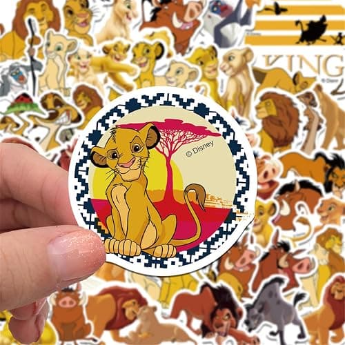50pcs Cartoon The Lion King Stickers for Kids, Vinyl Waterproof Disney Movie Decal for Water Bottle Laptop Toy Sticker for DIY Decorate Bumper Phone Hard Hat Kids Teens Gifts (Lion) thumbnail 2