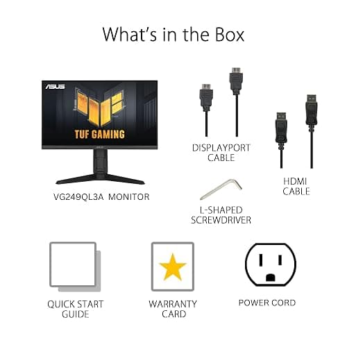 ASUS TUF Gaming 24” (23.8” viewable) 1080P Monitor (VG249QL3A) - Full HD, 180Hz, 1ms, Fast IPS, ELMB, FreeSync Premium, G-SYNC Compatible, Speakers, DisplayPort, Height Adjustable, 3 Year Warranty thumbnail 10