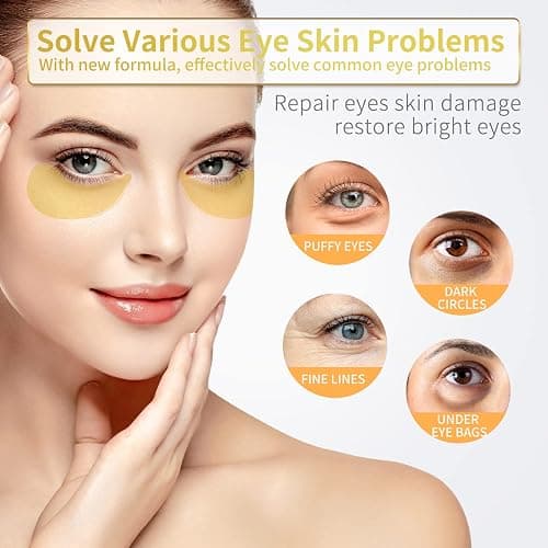 NAZANO 24K Gold Under Eye Patches - 60 Pack for Puffy Eyes, Dark Circles, Bags & Wrinkles with Collagen & Hyaluronic Acid - Eye Care Pads for Daily Skincare (Gold) thumbnail 2