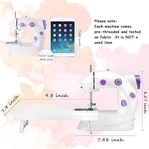 Mini Sewing Machine for Beginners-Maquina de Coser, Easy Automatic Sewing Machine with Extension Table, Household Electric Portable Sewing Tool with Sewing Kit, Small, for All Age, Kids or Adults thumbnail 3
