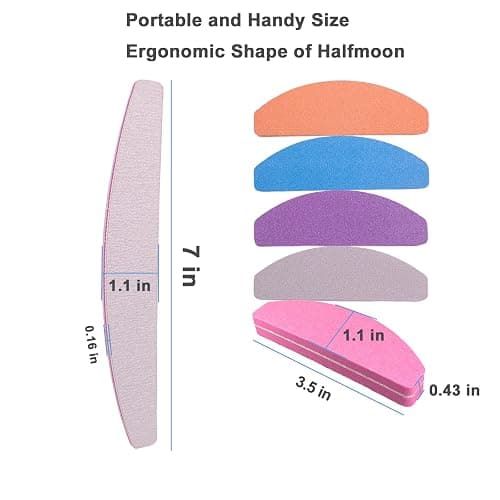 Nail File and Buffer (10 Pcs), Buffer Block Nail Files Double Sided 100/180 Grit for Acrylic and Natural Nails, fingernail Emery Board Buffing Blocks Manicure Set Nail Care kit Tool Halfmoon Arc thumbnail 2