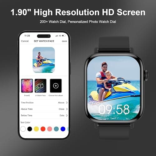 PJYUBVOR Smart Watch, 1.90" Smartwatch for Men Women (Answer/Make Calls), Fitness Tracker with 120+ Sport Modes, Heart Rate/Sleep Monitor, IP68 Waterproof Smart Watch for Android/iOS Phones thumbnail 3