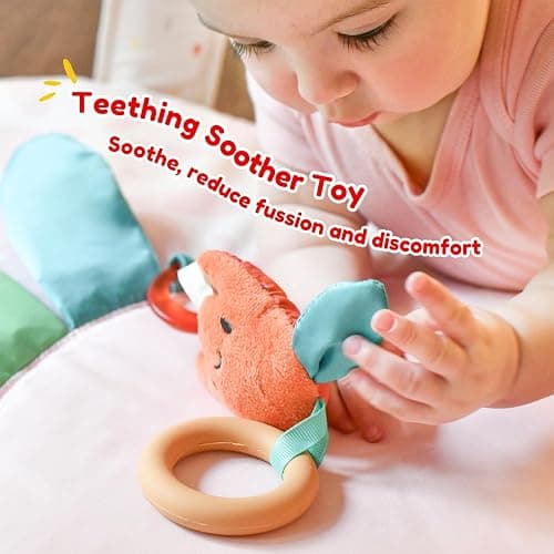 Baby Play Gym & Activity Mat with Light-up Musical Arch, Washable Tummy Time Mat with 6 Detachable Sensory Toys for Motor Skills, Baby Essentials Shower Gift - Updated Spring Blossoms Themed thumbnail 5