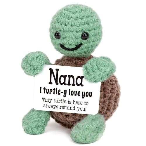 4THFARMES Mini Funny Turtle Nana Gifts from Grandkids, Christmas Birthday Gifts for Nana from Granddaughter Grandson, I Love You Small Cute Stuff Things, Handmade Emotional Positive Crochet Turtle - Image 1