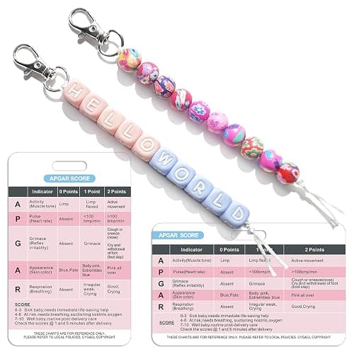 APGAR Score Reference Card with Cervical Dilation Beads for Nurse Badge Reel Accessories, Newborn Assessment Card & Dilation Beads Labor and Delivery for L&D Nurse Badge Reel, Nursing School Supplies - Image 1