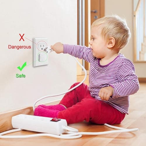 Outlet Covers Babepai 38-Pack White Child Proof Electrical Protector Safety Improved Baby Safety Plug Covers thumbnail 9