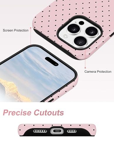 Jusy Magnetic Polka Dot Case for iPhone 16,Pink | Compatible with MagSafe, Cute Aesthetic Polka Dots Design, TPU and PC Protective Shockproof Cover thumbnail 5