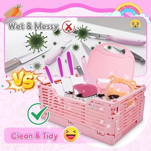 Montessori Toys for 3 4 5 6 7 8 9 10 Year Old Girls Boys Birthday Gifts,Kids Kitchen Knife Set for Real Cooking & Apron and Glove,Toddler Knife Set, Learning Toys thumbnail 4