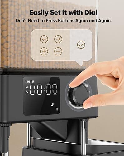 oneisall Automatic Cat Feeder for 2 Cats, 20 Cups/5L Automatic Cat Food Dispenser for Small Pets Indoor, Timed Cat Feeder for Dry Food - Black thumbnail 8