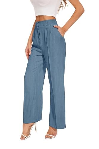 FUNYYZO Wide Leg Pants High Elastic Waisted Long Straight Suit Pants - Image 1