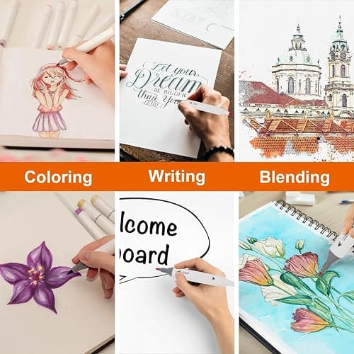 48 Colour Alcohol Markers Set - Dual Tip Permanent Alcohol Based Marker Pens for Colouring Drawing Graphic Sketch Manga Graffiti Art Double Ended Coloured Paint Markers Pen for Adults Kids Artist thumbnail 6