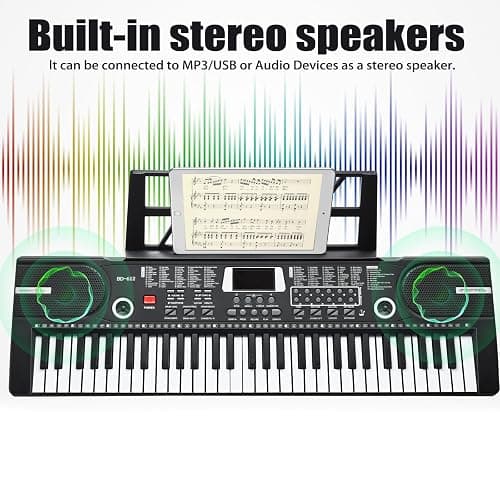 61 Key Keyboard Piano, Portable Electronic Keyboard Piano for Beginners with Speakers, Microphone, Sheet Music Stand, 100 Voices, 100 Rhythms, Digital Music Keyboard for Teen - 1 thumbnail 4