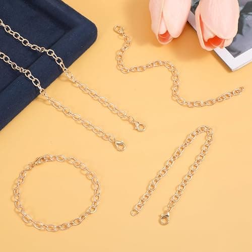 12 Pieces Charm Bracelet Chain Gold Silver Charm Bracelets with Lobster Clasps Alloy Bracelet Link Chains DIY Jewelry Making Bracelets Chains for Women DIY Jewelry Making Crafts Supplies thumbnail 6